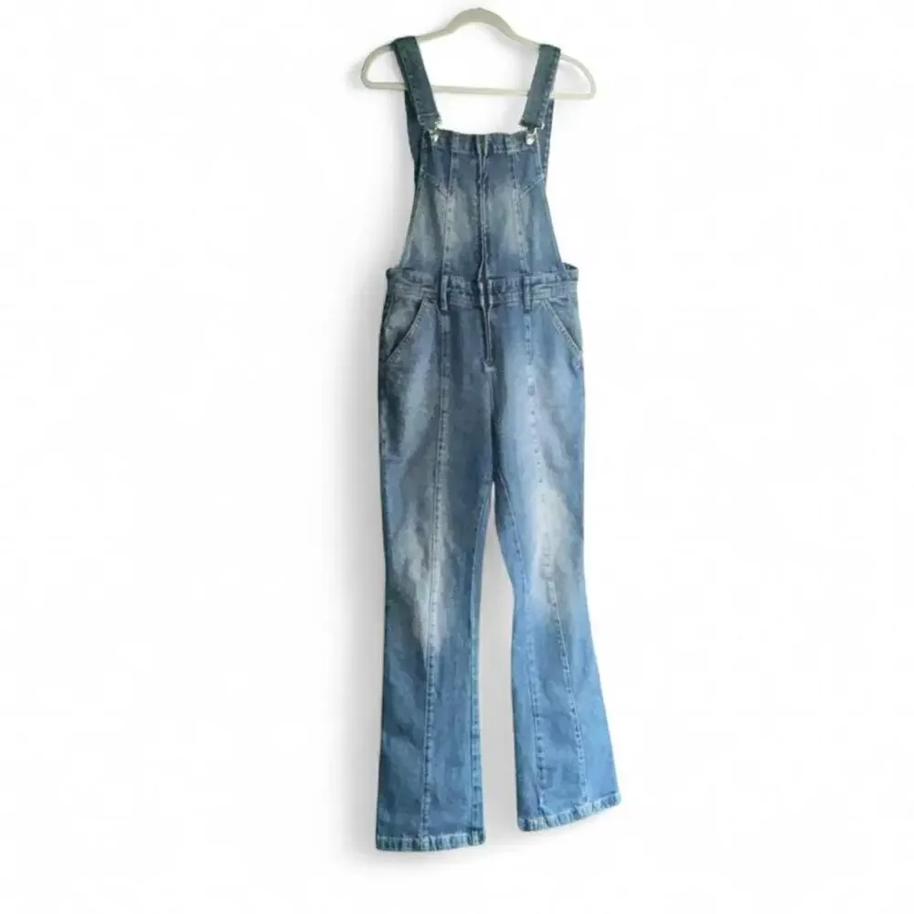 Free People small We The Free blue denim overalls excellent condition